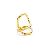 Anillo abierto irregular de acero quirúrgico con baño de oro de 18k.