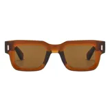 Lentes de sol unisex con montura rectangular color marrón y lentes marrones con filtro UV400.