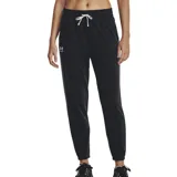 Pantalón de jogging Under Armour de mujer, color negro, con cintura elástica ajustable con cordón, bolsillos laterales y logo estampado en la pierna.