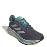 Championes de running Adidas Response Super, color gris con detalles en turquesa y amarillo neón. Presentan el logo de la marca en el lateral y una suela con tecnología de amortiguación.