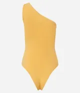 Body de microfibra con diseño asimétrico de un solo hombro y sin mangas, confeccionado en tejido elástico de poliamida.