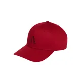 Gorra de béisbol color rojo oscuro (vino/burdeos) con el logo de las tres barras de Adidas bordado en tono tono sobre el panel frontal.