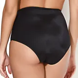 Bombacha tiro alto negra confeccionada en microtul y lycra con aplique bordado floral en el lateral.
