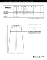 Pantalón de jean negro con efecto lavado, corte wide leg y aberturas laterales con detalle de tachas plateadas.