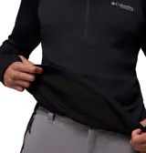 Polar Columbia Titanium modelo Driventure Half Zip, color negro, de manga larga con cierre frontal medio y orificios para los pulgares en los puños. Confeccionado con tecnologías Omni-Wick para absorción de humedad y Omni-Shade con protección solar UPF 50.
