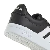 Championes Adidas Grand Court Base 3.0, color negro, con las tres franjas características en blanco. Presentan un diseño de corte bajo y suela de goma blanca.