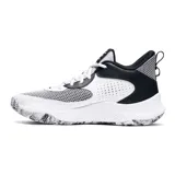 Championes de básquetbol Under Armour Curry 3Z 24, con diseño bicolor en blanco y negro. Presentan una parte superior de cuero resistente con inserciones de malla transpirable, refuerzo interno en el mediopié para mayor estabilidad y mediasuela UA Micro G para una respuesta óptima. La suela exterior de goma cuenta con un patrón de tracción anatómico y un diseño marmolado.