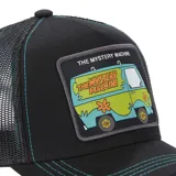 Gorro CapsLab negro con visera curva y parche frontal con la imagen de la camioneta de Scooby Doo, "The Mystery Machine".