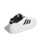 Championes Adidas Break Start Bold de mujer, color blanco con las tres tiras características en negro y suela plataforma.