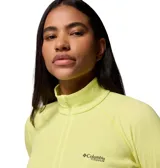 Polar Columbia Driventure de media cremallera, color verde lima, de manga larga con orificios para los pulgares y cuello alto.