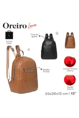 Mochila color camel de la marca Las Oreiro, con cierre frontal y correas ajustables.