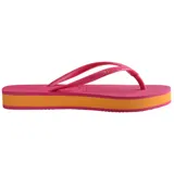 Sandalias de goma Havaianas modelo Slim, color gris oscuro, con tiras finas metálicas y diseño clásico de dedo.