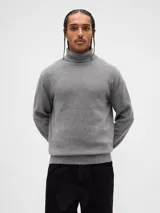 Buzo de punto con cuello alto tipo polera, de manga larga y corte clásico, confeccionado en tejido suave.