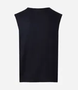 Musculosa negra de corte regular con textura de punto y escote redondo (canoa).