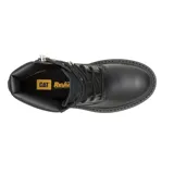 Bota de caña media Caterpillar, modelo Colorado Max, confeccionada en cuero negro con suela de plataforma dentada de goma. Presenta cierre con cordones, cuello acolchado y logo de la marca en el lateral y la lengüeta.