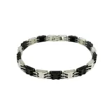 Pulsera de eslabones de acero plateado y negro.