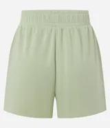 Bermuda deportiva verde claro de modal, con cintura elástica y frisos contrastantes en los laterales.
