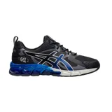 Championes de running Asics Gel-Quantum 180, color negro con detalles en azul y blanco. Presentan tecnología de amortiguación GEL en la entresuela, diseño de malla transpirable y refuerzos sintéticos en los laterales.