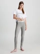 Pantalón largo gris melange de algodón con cintura elástica con el logotipo de Calvin Klein.