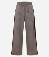 Pantalón de vestir de corte recto con estampa de cuadros, elástico y lazo en la cintura y raya lateral.