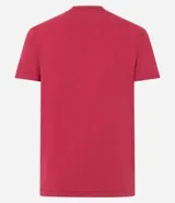 Remera de algodón celeste con cuello redondo y mangas cortas dobladas, de corte regular y diseño liso.