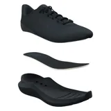 Championes de running Under Armour modelo Phade RN 3, color negro. Presentan una parte superior de malla ligera y transpirable, entresuela con amortiguación de EVA y suela de goma resistente con ranuras flexibles.