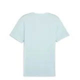 Remera deportiva Puma de corte regular, confeccionada en tejido jaspeado color negro. Presenta cuello redondo, mangas cortas y el logo de la marca estampado en blanco en el lado izquierdo del pecho.