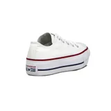 Championes Converse Chuck Taylor All Star Lift de lona color blanco, con plataforma alta, puntera de goma y la clásica franja roja y azul en la suela.