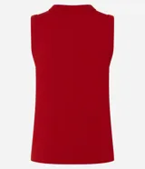 Musculosa de ribana de algodón con elastano, diseño ajustado al cuerpo, cuello redondo alto y sin mangas.