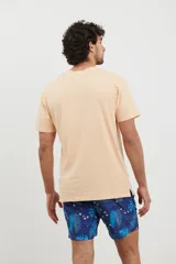 Remera de cuello redondo y manga corta, confeccionada en tejido de algodón pesado.