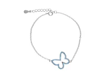 Pulsera de plata 925 con dije de mariposa con incrustaciones de pasta de turquesa.