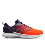 Championes de running Saucony Kinvara 13, con capellada degradada de naranja a bordó y detalles en azul.