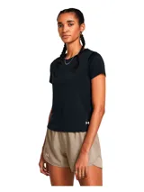 Remera deportiva Under Armour modelo Launch Shortsleeve, de color negro, con manga corta, cuello redondo y calce cómodo, ideal para running y entrenamiento.
