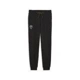 Pantalón de jogging Puma de la colección Aston Martin Formula One Team, color negro, con cintura elástica, puños acanalados en los tobillos y logos de la marca y del equipo estampados en el muslo derecho.