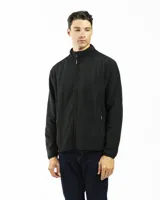 Campera de polar con cuello alto, cierre frontal completo y bolsillos laterales con cierre.