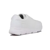 Championes blancos de cuero sintético con cordones elásticos.