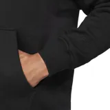 Canguro Jordan Essentials con capucha, confeccionado en tejido fleece de color negro. Presenta un diseño minimalista con el logo Jumpman bordado en blanco en el pecho y bolsillo frontal tipo canguro.