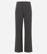 Pantalón de ribana color gris melange, de corte recto y cintura elástica, con diseño cómodo y versátil.