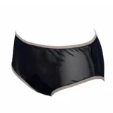 Culotte de tiro bajo color negro con detalles de ribetes en tono nude.