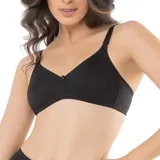 Soutien negro de microfibra, sin aros, con breteles desmontables y detalle de flor pequeña en el centro del escote.