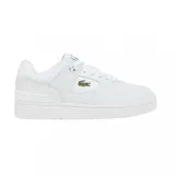Championes Lacoste modelo Courtcage, de diseño urbano y deportivo en color blanco. Presentan el icónico logo del cocodrilo bordado en el lateral, cierre con cordones y suela de goma resistente.
