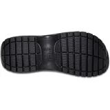 Sandalias Crocs modelo Classic Mega Crush, de color negro, con diseño de plataforma alta, suela dentada y parte superior con dos tiras y correa trasera ajustable.