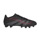Championes de fútbol Adidas Predator League FG/MG, color negro con detalles en gris y rojo.