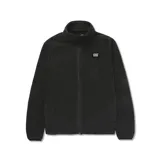 Campera polar de microfibra negra con cierre frontal y logo de Caterpillar bordado en el pecho.