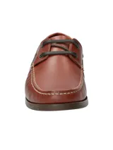 Mocasín de cuero color marrón RKF modelo Costa, con cordones y costuras visibles en contraste, ojales metálicos y suela de goma.