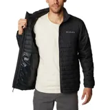 Campera acolchada Columbia Silver Falls negra con cierre frontal, cuello alto y logo bordado en el pecho.