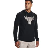 Buzo negro con capucha y cordones blancos, de manga larga y logo de Project Rock estampado en el pecho.