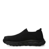 Championes urbanos tipo slip-on de color negro, confeccionados en tejido de punto elástico con suela de goma robusta y diseño ergonómico.