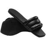 Sandalias Havaianas You Milan color negro, con tira ancha acolchada y logo de la marca en blanco.