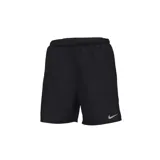Short deportivo negro de hombre, marca Nike, modelo Challenger, con tecnología Dri-FIT, cordón ajustable, dos bolsillos laterales y un bolsillo trasero. Logo de Nike en color gris en la pierna derecha.